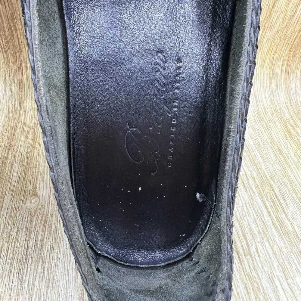 Bragano Woven Loafers Men's Size 9 Black Leather Italian Crafted Slip On Shoes